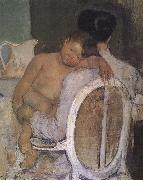 Mother holding the kid, Mary Cassatt